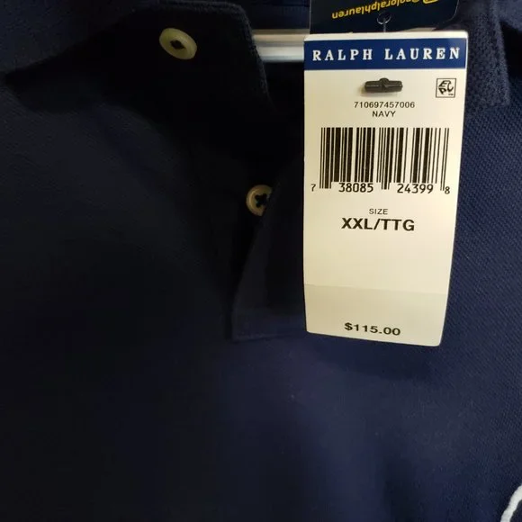 Polo by Ralph Lauren ~ Polo Shirt ~ Big Pony ~ Navy Blue XXL/TTG - Picture 3 of 8